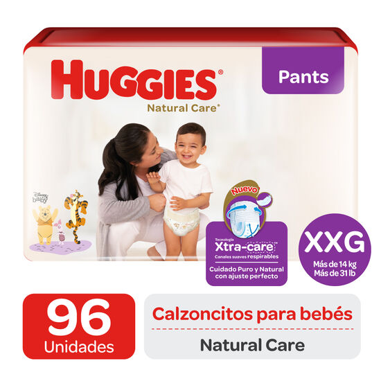Pants Huggies Natural Care XtraCare   Pack 96 un (2 paq. x 48 un) Talla XXG